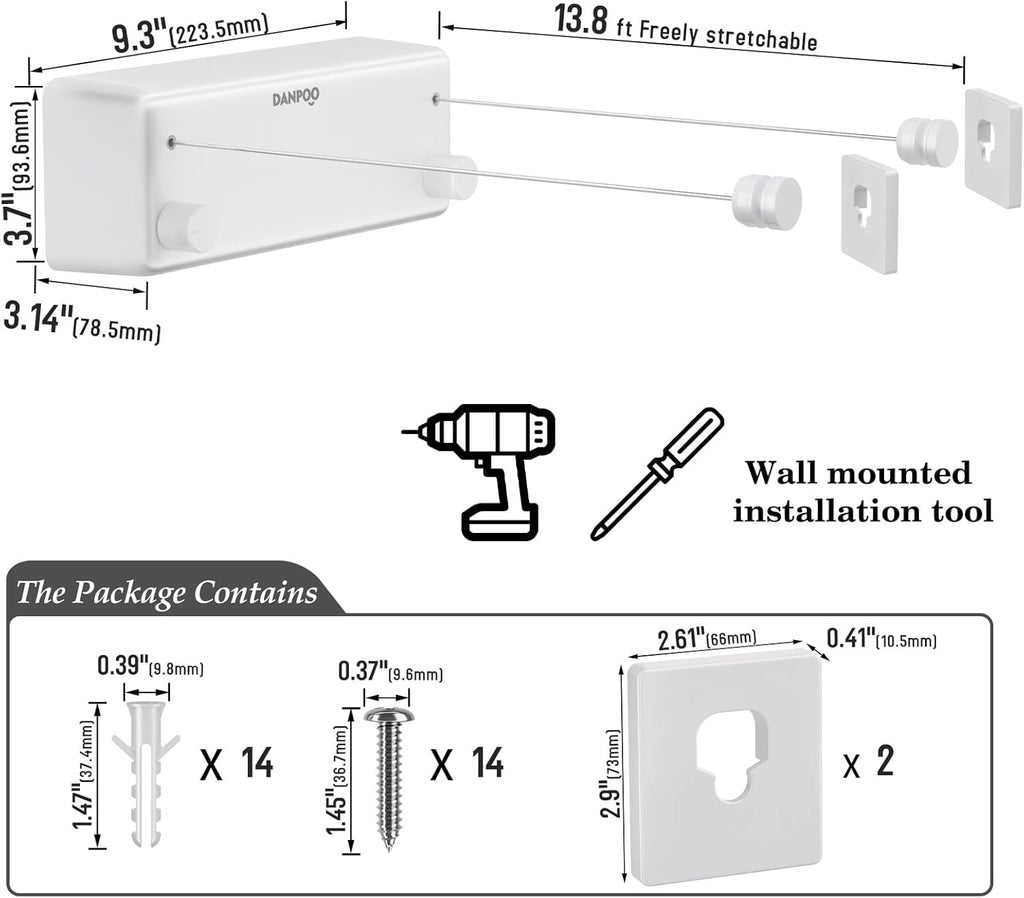 🧺 Tendedero Retráctil de Pared con Doble Cuerda